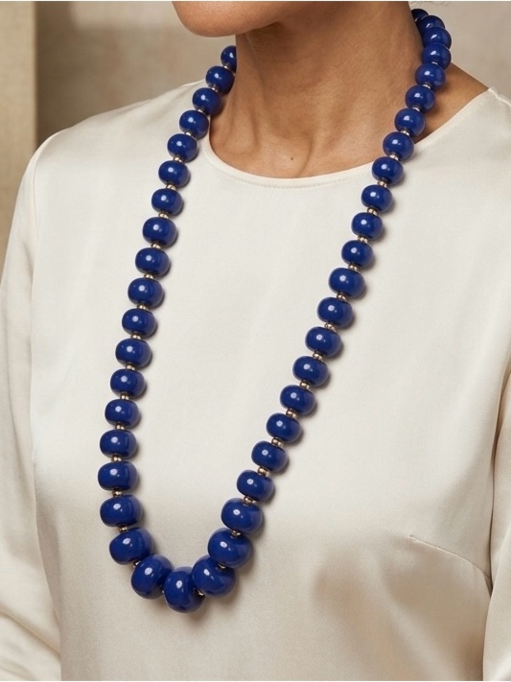 Vintage KJL Kenneth Jay Lane Cobalt Blue Resin Bead Necklace Unbranded Earrings - Picture 13 of 13